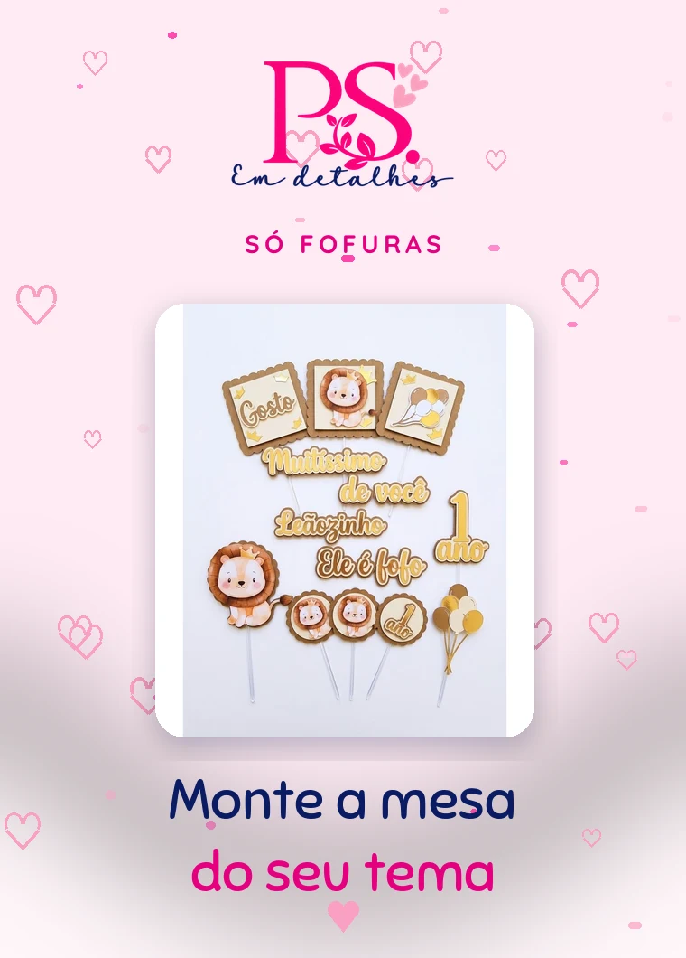 Destaque PS Em Detalhes — mesa do bolo personalizada