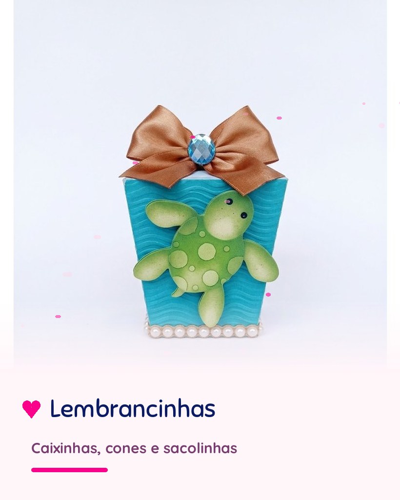 Lembrancinhas personalizadas — caixinhas, cones e sacolinhas