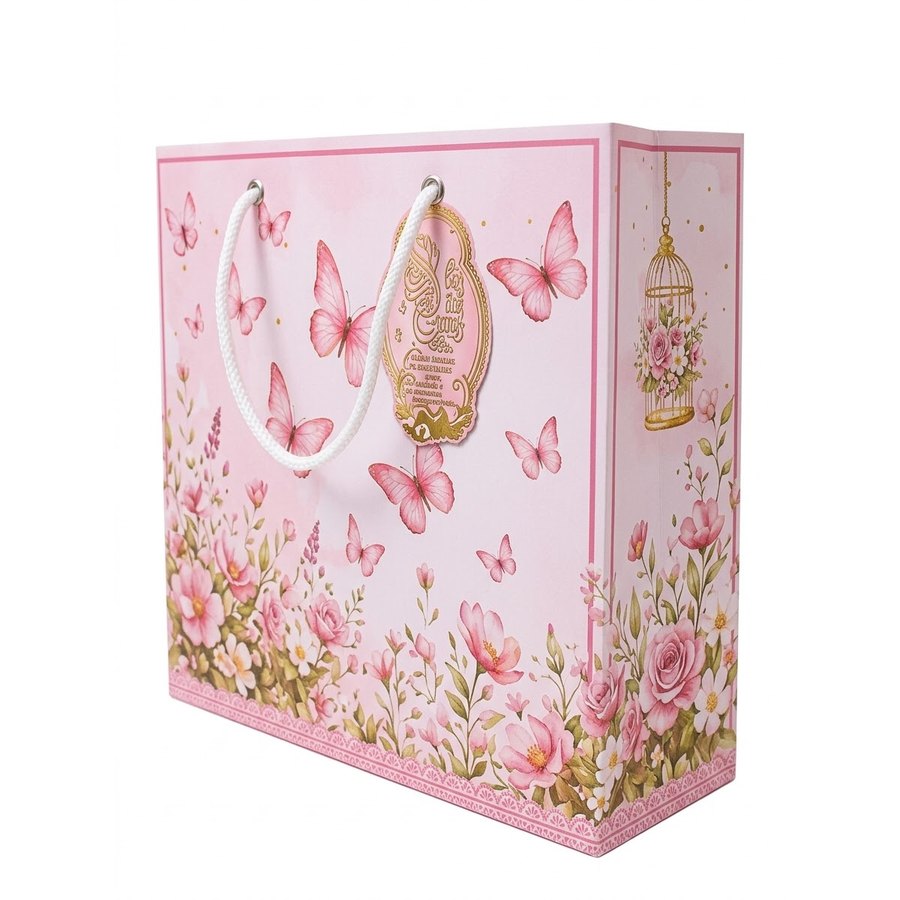 Sacola de presente personalizada tema Jardim Encantado